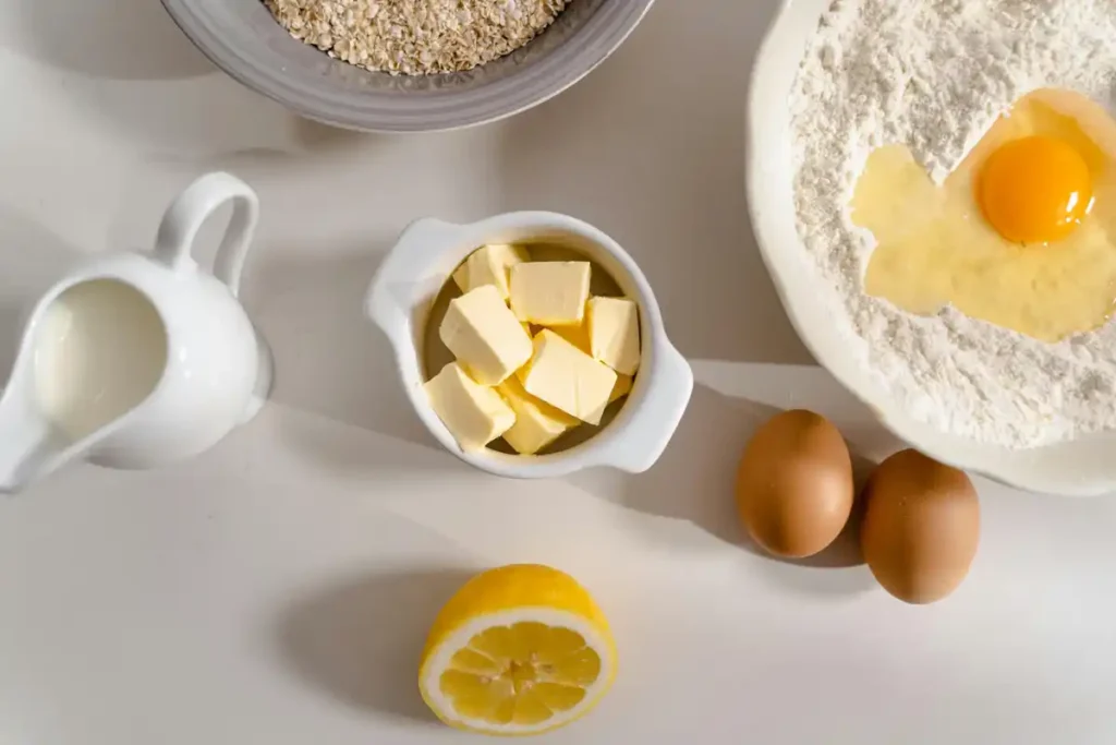 밀가루와 계란 버터 건강한 지방